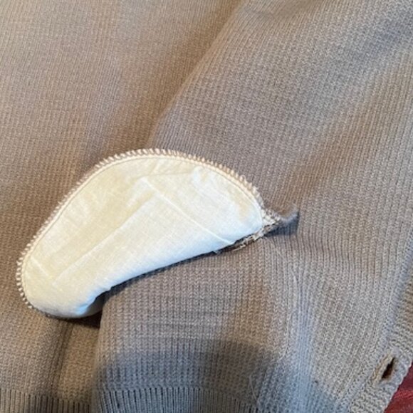 Grandfather Cardigan VTG Moores (mde in Canada ) taupe/dk beige sweater Sz L - Picture 13 of 15